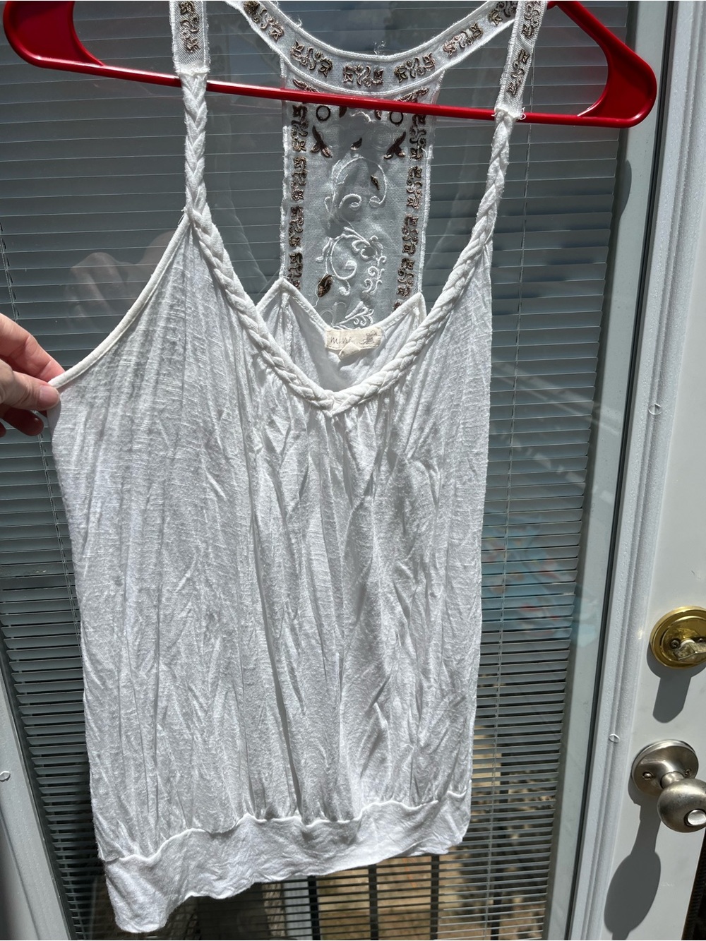 Windsor White Braided Strap Racerback Tank
